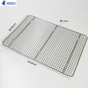 Hongfa Stainless Steel Wire Rack 428x300mm Rectangular Cake Cooling Rack Heat Resistant Oven Baking Accessory - Product Image 2