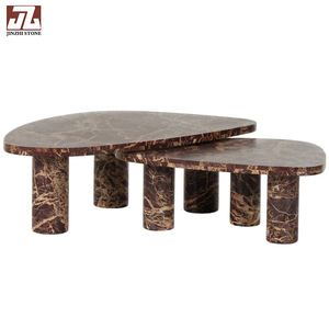 Customized Modern Brown Natural Stone <strong>Marble</strong> <strong>Table</strong> Top Unique Combination <strong>Coffee</strong> <strong>Table</strong> <strong>Set</strong> for Living Room - Product Image 1