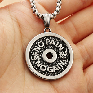 Pendentif plaque de poids de fitness en acier titane 20,5 kg, collier « Traine fort ou rentrez chez toi » pour hommes et femmes, usage quotidien - Product Image 2