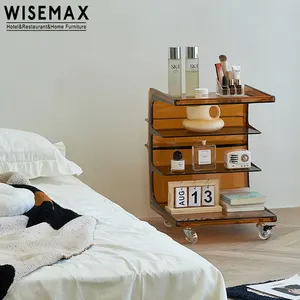 WISEMAX mobili moderni soggiorno rettangolo tavolo laterale camera da letto telaio in plastica base a ruota tavolino con 4 strati