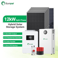 Système d'énergie solaire domestique Sunpal 8kw 10kw 15kw 12kw, kit d'énergie solaire hors réseau