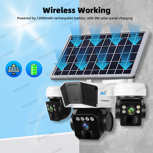 Hongnaer 15MP <span class=keywords><strong>3</strong></span> Lens 4G kablosuz güneş enerjili PTZ <span class=keywords><strong>IP</strong></span> 4G etüt kamera O-KAM Pro açık güvenlik CCTV 4G Sim kart güneş kamera - Product Image 4