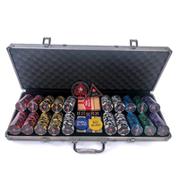 500 PCS 14 grammo Clay Poker Chips Set per Texas Hold'em, Chip numerati in bianco, Set di Chip da Poker in alluminio.
