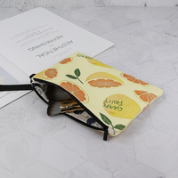 Ecologische canvas make-up tas met zacht handvat, sublimatieprint, draagbaar, ritssluiting, fruitmotief