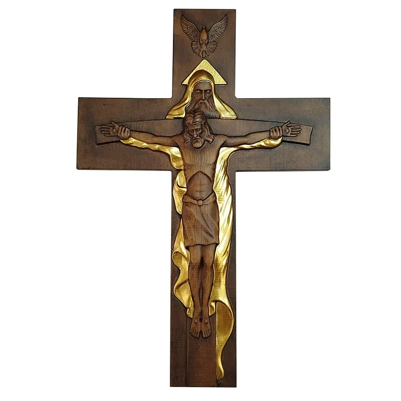 Crocifisso in legno e metallo croce cristiana fatta a mano in metallo solido gesus centro altare chiesa crocifisso