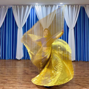 Vente en gros de vêtements cosplay en polyester de couleur arc-en-ciel pour adultes, cape à plis pour la danse du ventre et la performance, ailes avec bâton - Product Image 4