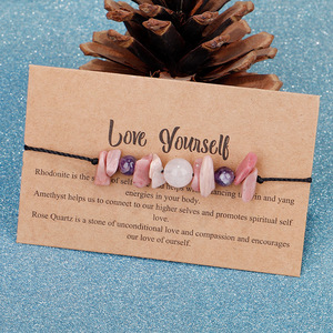 Nuevas Pulseras de Piedras Naturales Trituradas con Cuentas de Cristal para Mujer, Inspiradoras, de Yoga, Anti-Ansiedad, Regalo para Amarte a Ti Mismo - Product Image 5
