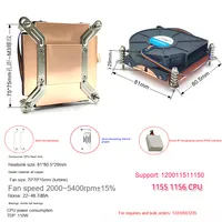 Refroidisseur CPU Ultra-Fin pour Serveurs, Entièrement en Cuivre, Style RGB, Refroidissement par Air 30CFM, Roulement à Billes 5000 RPM, Application Boîtier d'Ordinateur