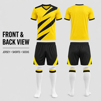 Ensemble de maillot et short de football personnalisé jaune et noir à rayures diagonales, respirant, pour l'entraînement quotidien des clubs de football amateurs