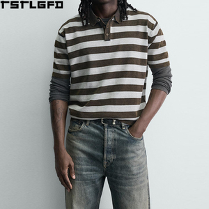 Cut And Sew Jacquard Stripe Knit <b>Polo</b> <b>Shirt</b> Men Olive <b>Grey</b> Contrast Collar Short Sleeve Men'S <b>Polo</b> <b>Shirts</b> Manufacturers Bulk - Product Image 5
