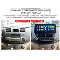 Reproductor de Navegación GPS Multimedia Android de 12.3 Pulgadas con Pantalla Dual, Reproductor de DVD y TV Portátil para Automóvil para Toyota Highlander 2009-2014