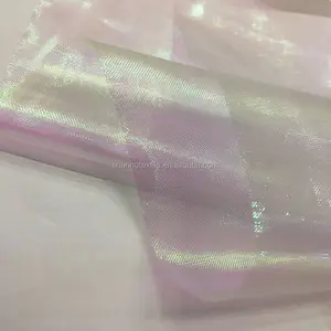 Stok 9 Warna Fantastis Shiny Multiwarna Pelangi Lurex Kristal Tulle Organza Mesh Kain untuk Dekorasi Pernikahan