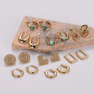 2024 Fashions Women 18k Gold Plated Drop Earrings Jewelry stainless steel EvilEye Hoop Earrings