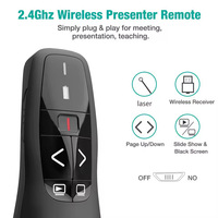 Presentador Inalámbrico USB con Puntero Láser Rojo R400, Control Remoto para Presentaciones PPT, Clicker para PowerPoint