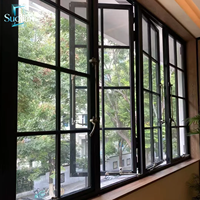 Ventana Abatible de Aluminio Estilo Francés con Rotura de Puente Térmico y Doble Acristalamiento para Hogares de Bajo Consumo