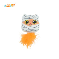 Mainan Kucing Boneka Lembut Bertema Halloween Baru Desain Hantu Buatan Famipet, Isi Catnip, Berbunyi Kresek-kresek