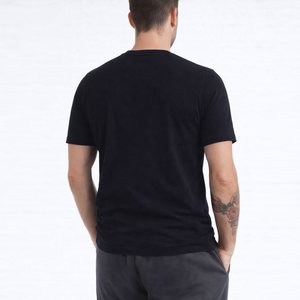 Fabrication en gros de t-shirts pour hommes en coton 100% noir de haute qualité, coupe ajustée, sur mesure - Product Image 2