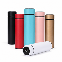 Bouteilles d'eau isothermes en acier inoxydable à double paroi de 500 ml pour l'extérieur, vierges pour sublimation, avec affichage de température, type thermos/gobelet