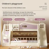 Lit superposé minimaliste en bois massif YQ YQ-35 pour enfants, lit double pour garçons et filles, lit multifonctionnel pour petit appartement