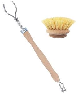 Brosse <span class=keywords><strong>de</strong></span> cuisine en bambou naturel, 4 pièces, outils <span class=keywords><strong>de</strong></span> nettoyage en bois à Long manche, poêle Pot, bol, nettoyage <span class=keywords><strong>de</strong></span> la vaisselle, avec tête <span class=keywords><strong>de</strong></span> remplacement - Product Image 5