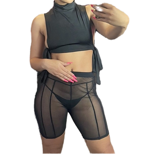 Shorts de sport imperméables tendance été 2026, élégants, en dentelle et maille, taille haute, sexy, décontractés, grande taille, coupe ajustée, streetwear - Product Image 4