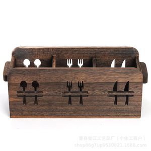 Estante de madera para cubiertos de cocina, organizador de cuchillos y tenedores, decoración de mesa de boda estilo rústico, estante de madera maciza. - Product Image 5