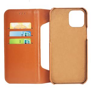 Funda de teléfono de cuero auténtico de lujo, billetera EMF con soporte Anti radiación, funda <span class=keywords><strong>abatible</strong></span> de cuero de vaca genuino, bolso para iPhone 12 y para Vertu - Product Image 4