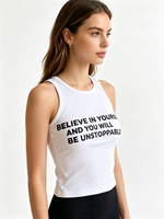 Top Corto Personalizado con Estampado de Letras, Estilo Y2K, Top sin Mangas Informal y Básico para Mujer, Chaleco de Verano