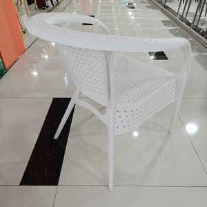 Mobilier d'extérieur bon marché, ensemble <span class=keywords><strong>de</strong></span> terrasse, chaise <span class=keywords><strong>de</strong></span> salle à manger empilable en <span class=keywords><strong>PVC</strong></span>, osier tissé, fauteuils en rotin plastique - Product Image 6