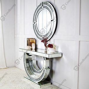 Table <span class=keywords><strong>console</strong></span> moderne de luxe <span class=keywords><strong>en</strong></span> diamant écrasé avec éclairage LED <span class=keywords><strong>en</strong></span> <span class=keywords><strong>verre</strong></span> et bois pour l'entrée, le salon ou la décoration d'un hôtel - Product Image 5