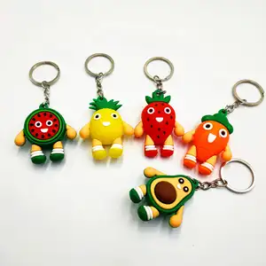 Factory wholesale Custom Plastic Rubber Key Holder Soft Pvc Watermelon Keychain Cute With Fruit Shape Keyring Gift