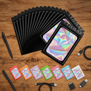 Black Mylar Holographic <b>Bags</b> <b>Packaging</b> <b>Bags</b> Clear Zipper <b>Bag</b> Foil Pouch <b>Bag</b> for Food Storage & Lipgloss,Jewelry <b>Packaging</b> - Product Image 1