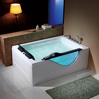 Baignoire en acrylique multifonctionnelle 2 personnes Jaccuzi Glass Whirlpool Baignoire d'angle de massage