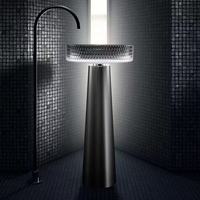 Lavabo rond en verre cristal de luxe moderne, coloré, en forme de diamant, en verre trempé, avec drain, pour salle de bain d'hôtel