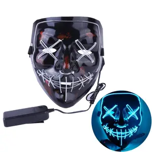 H785 Carnival Cos decorazione per feste di compleanno maschere fantasma filo incandescente Multi colore Halloween LED maschera Horror