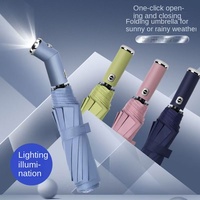 Parapluie LED de nuit entièrement automatique, moderne et minimaliste, résistant aux intempéries, avec lumière puissante et protection solaire coupe-vent