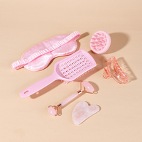Kit de Soins Capillaires Personnalisé Wanmei avec Sac en Satin : Brosse Démêlante, Fer à Boucler Sans Chaleur, Brosse à Shampooing, Peigne Creux, Gua Sha, Rouleau de Jade
