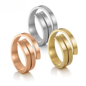 Minimalist Custom Wholesale Funky Big Jewelry <b>Rings</b> Waterproof Stainless Steel 14k 18k <b>Gold</b> Plated Women's <b>Ring</b> for Women <b>Men</b> - Product Image 2