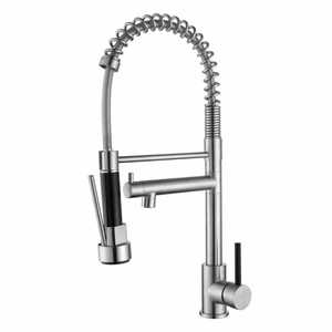 Modern Kitchen Faucet 304 Stainless Steel Single Handle Pull Out <b>Spray</b> Deck <b>Mounted</b> Ceramic Valve Core - Product Image 1