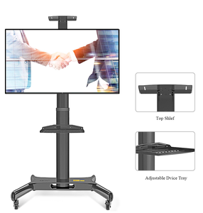 Chariot TV mobile Zeno pour téléviseurs de 32 à 60 pouces avec étagère pour boîtier TV, support TV, support de fixation, hauteur réglable, élévateur de télévision - Product Image 1