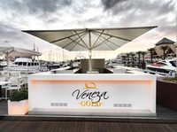 Personnalisé 	   Comptoir de bar de restaurant, comptoir de café en plein air, comptoir de bar moderne en acrylique à surface solide avec éclairage LED