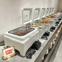 XITIBET Réchaud de buffet électrique moderne de luxe 400W en acier inoxydable 6L blanc carré pour la restauration
