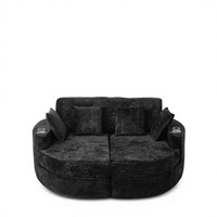 Canapé-lit de luxe scandinave en velours avec mousse haute densité, couleur personnalisable, mobilier de maison avec porte-gobelets et rangement
