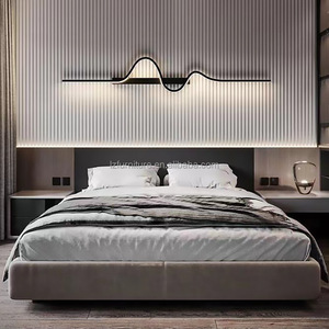 Custom Modern MDF Upholstered King <b>Queen</b> <b>Size</b> <b>Bed</b> Frame with Bedding Set Channel Tufted Headboard Bedroom Furniture for Hotels - Product Image 4