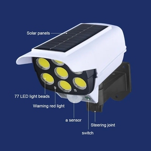 Luz LED Cámara falsa Sensor de movimiento de seguridad Cámara ficticia solar Vigilancia Luz de calle solar LED Lámpara IP65 para el jardín del hogar - Product Image 3