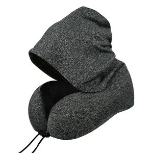 Cuscino di supporto per il collo con cappuccio a forma di U cuscino in Memory Foam da viaggio per adulti - Product Image 1