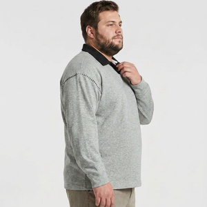 Felpa Polo in Maglia per Uomo Taglie Forti, Cotone Elasticizzato Traspirante, Vestibilità Comoda, Manica Lunga, 6XL 7XL 8XL 9XL 10XL - Product Image 2