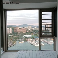 Ventana Abatible con Marco de Aluminio Negro de Diseño Moderno, Barandilla de Seguridad, Antirrobo, Insonorizada, para Dormitorio o Villa