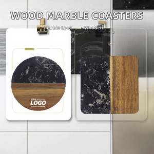 Sous-verres personnalisés en bois naturel style marbre, résistants à la chaleur, séchage rapide, imprimés UV pour boissons, décoration moderne pour la maison et la cuisine, mariage - Product Image 2