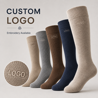Chaussettes hautes en laine de qualité supérieure, OEM ODM, logo personnalisé, chaudes, douces, respirantes, longues, pour l'hiver, faible MOQ, fournisseur d'usine